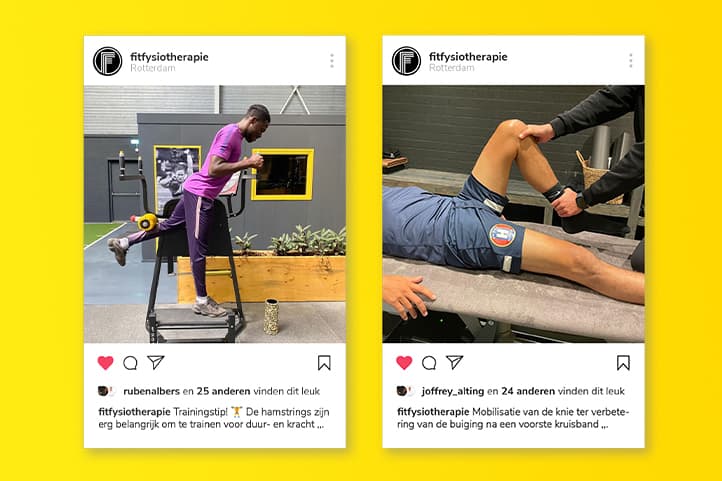 Twee instagram foto's van FIT Fysiotherapie.